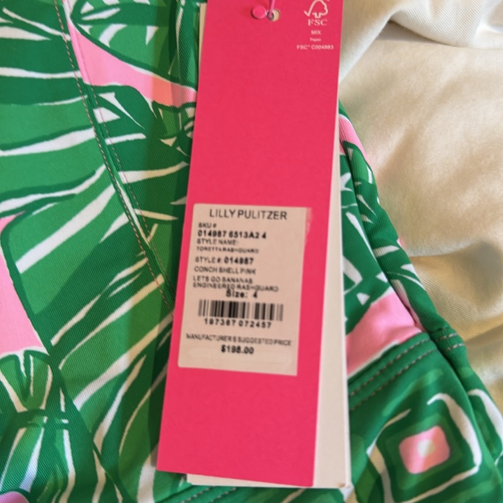 NWT Lilly Pulitzer Rashguard Swimsuit  Lets Go Bananas - size 4 - Picture 4 of 7